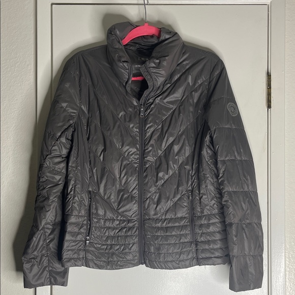 Ralph Lauren Women's Packable Ultra light-weightDown Charcoal Puffer Jacket M